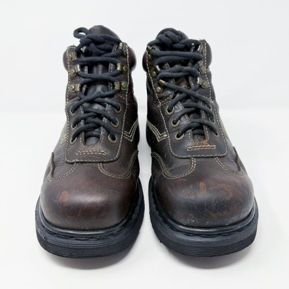 Vtg Y2K Dr. Martens Brown Leather Chunky Boots Men's US Size 11 Made in England - Picture 2 of 10